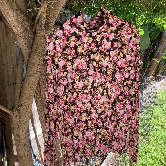 H&M Brown Floral Mock Turtle Neck with Tags - Picture 4 of 9